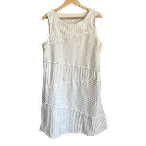 Soft Surroundings Cotton Textures Sleeveless Shift Dress White S L